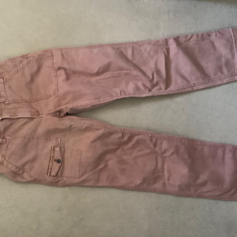 Anthropology high waist pink cargo jeans